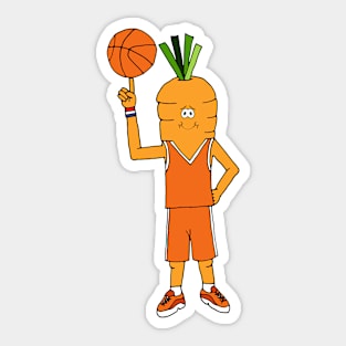 Funny Basketball Player Carrot Character Sticker